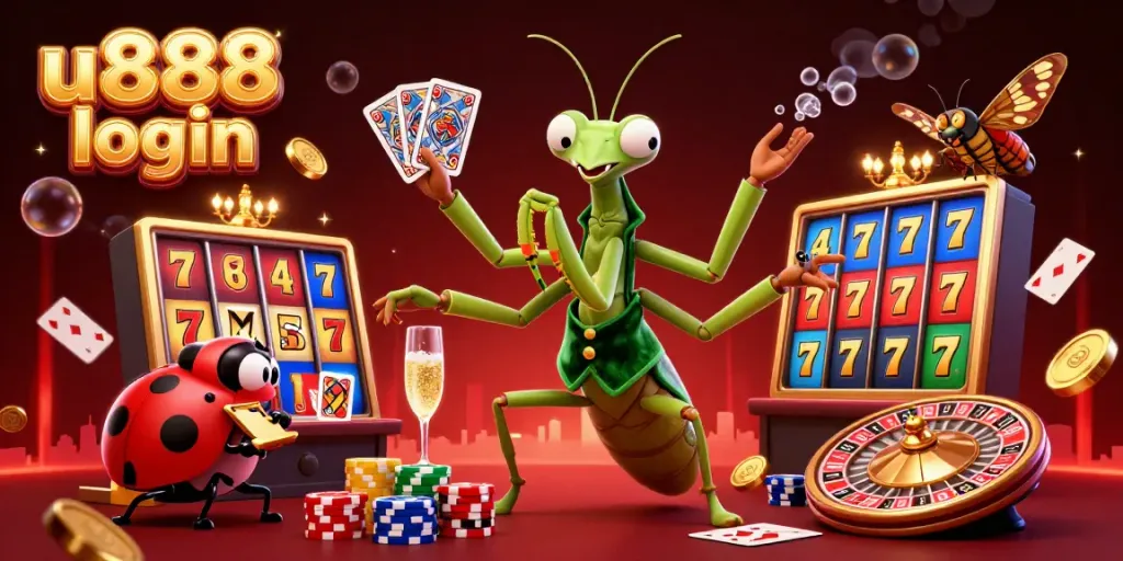 Experience exciting gaming action with a vibrant u888 login scene featuring dynamic casino characters and elements.