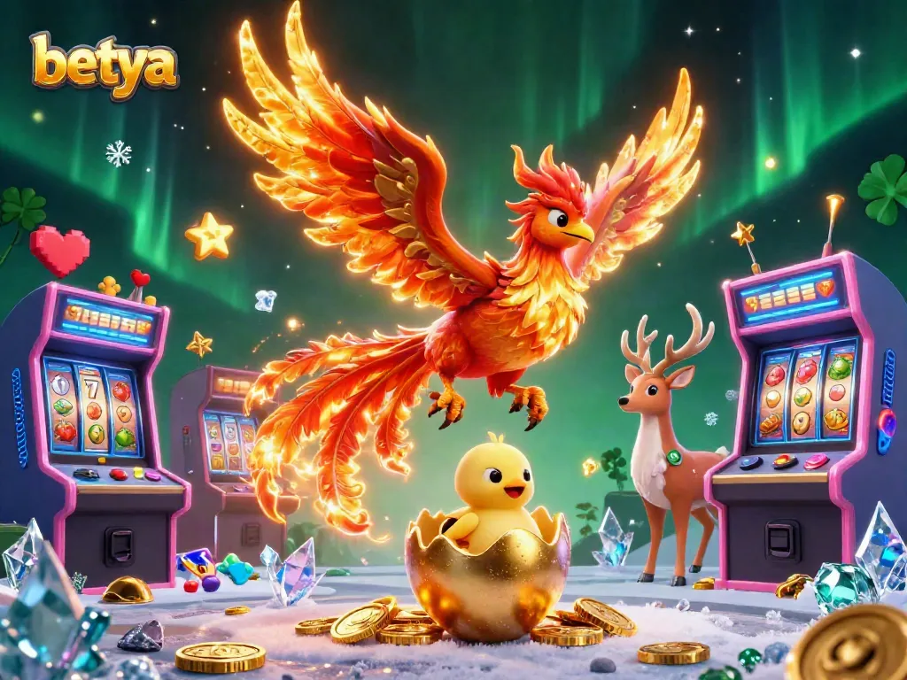 Experience the thrill of betting at Betya with vibrant casino elements in a captivating 3D scene.